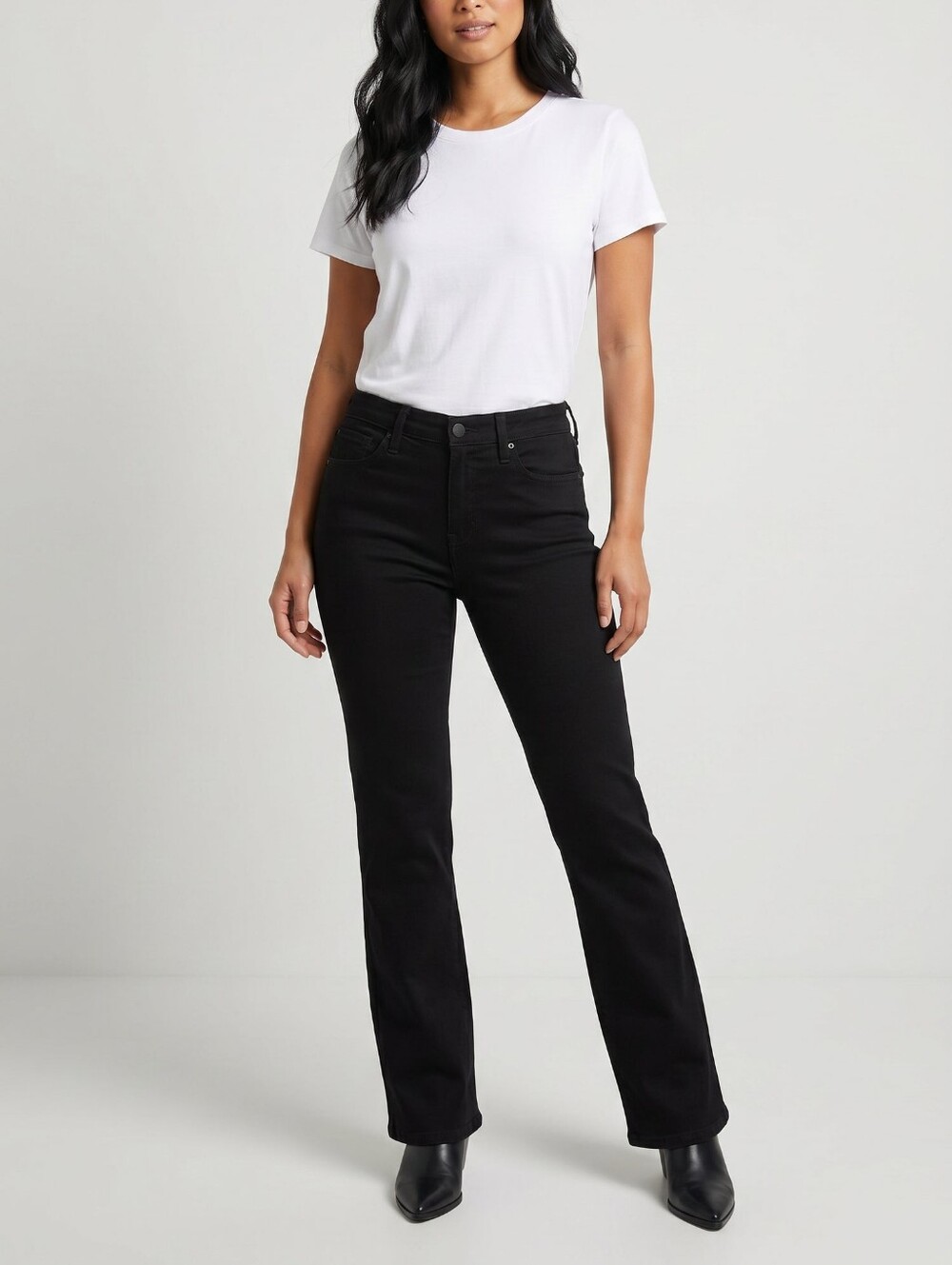 NYDJ Tummy Tuck Jeans Black Barbara Boot Cut Flares Stretchy Slimming Size 6P